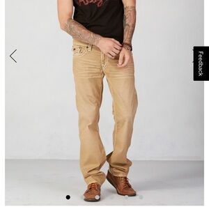 True Religion W44L34 Ricky Relaxed Straight Fit Corduroy Pant w Flap Distressed